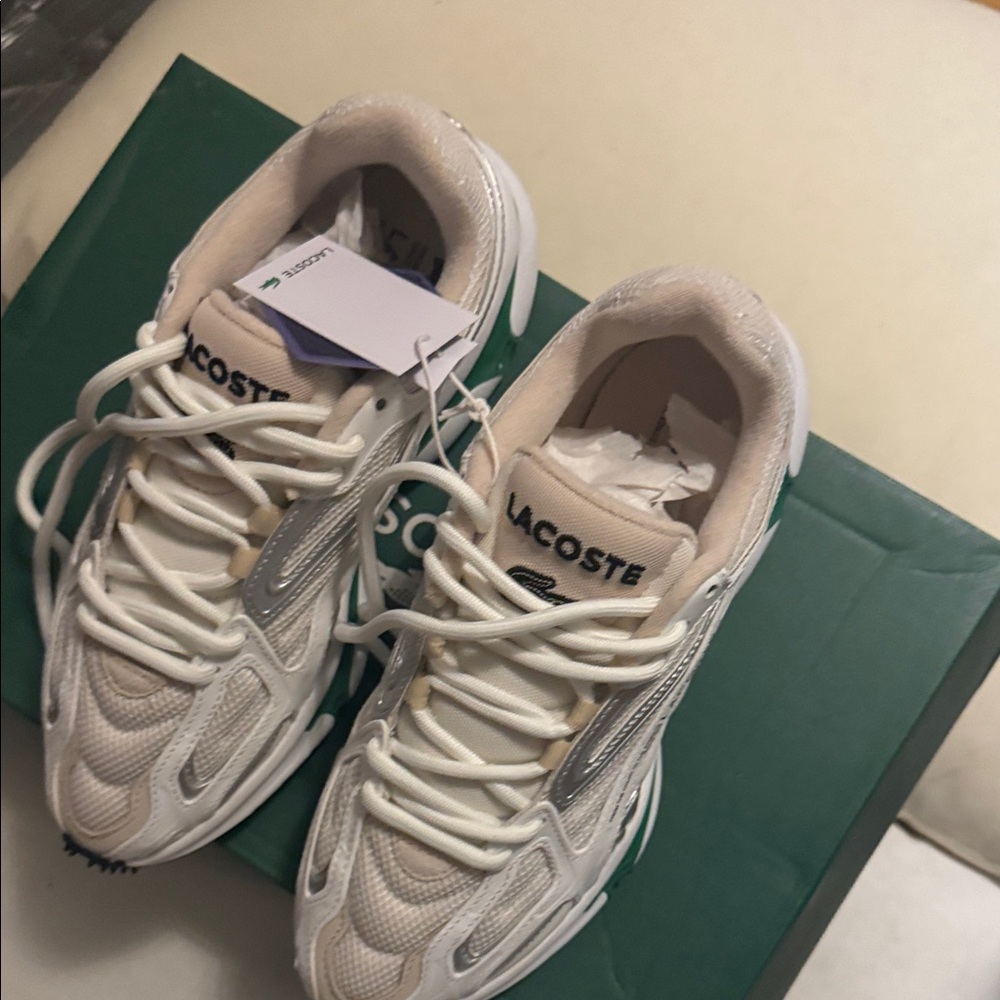Lacoste White and Gray Athletic Shoes - Picture 7 of 13